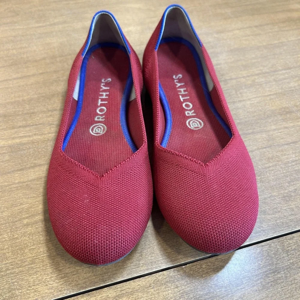 Rothy's Shoes Womens Size 8.5 Red The Flat Ballet Flats Knit Washable Comfort